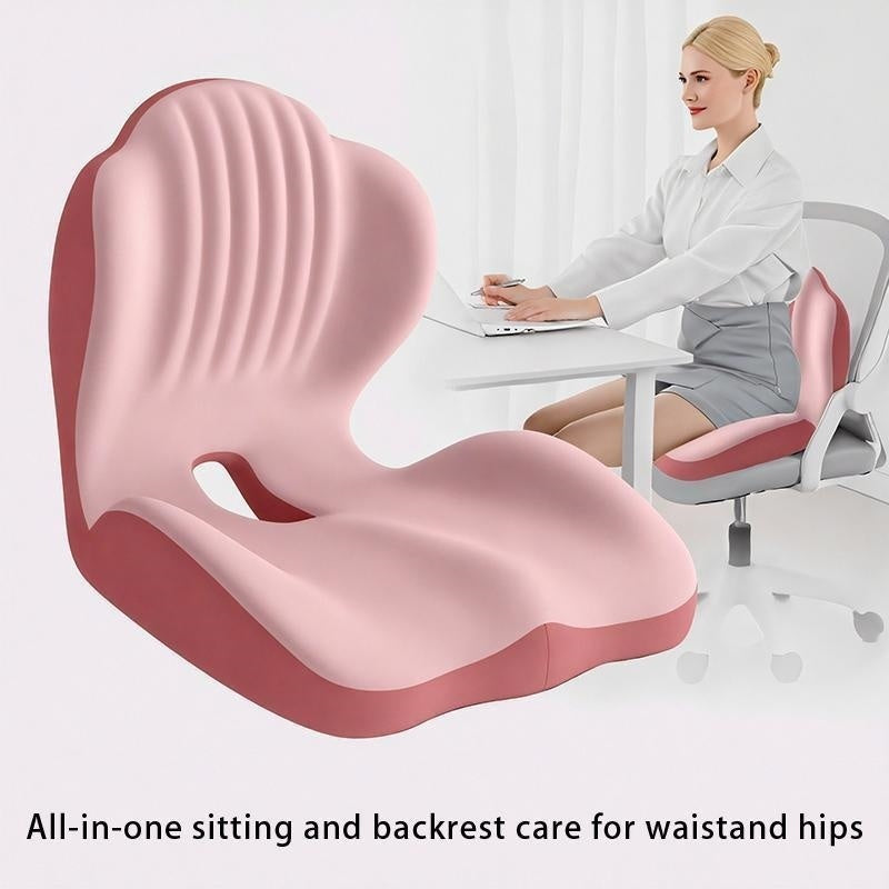 PinkMemory Foam Integrated Seat Cushion With Back Support Sitting Pillow