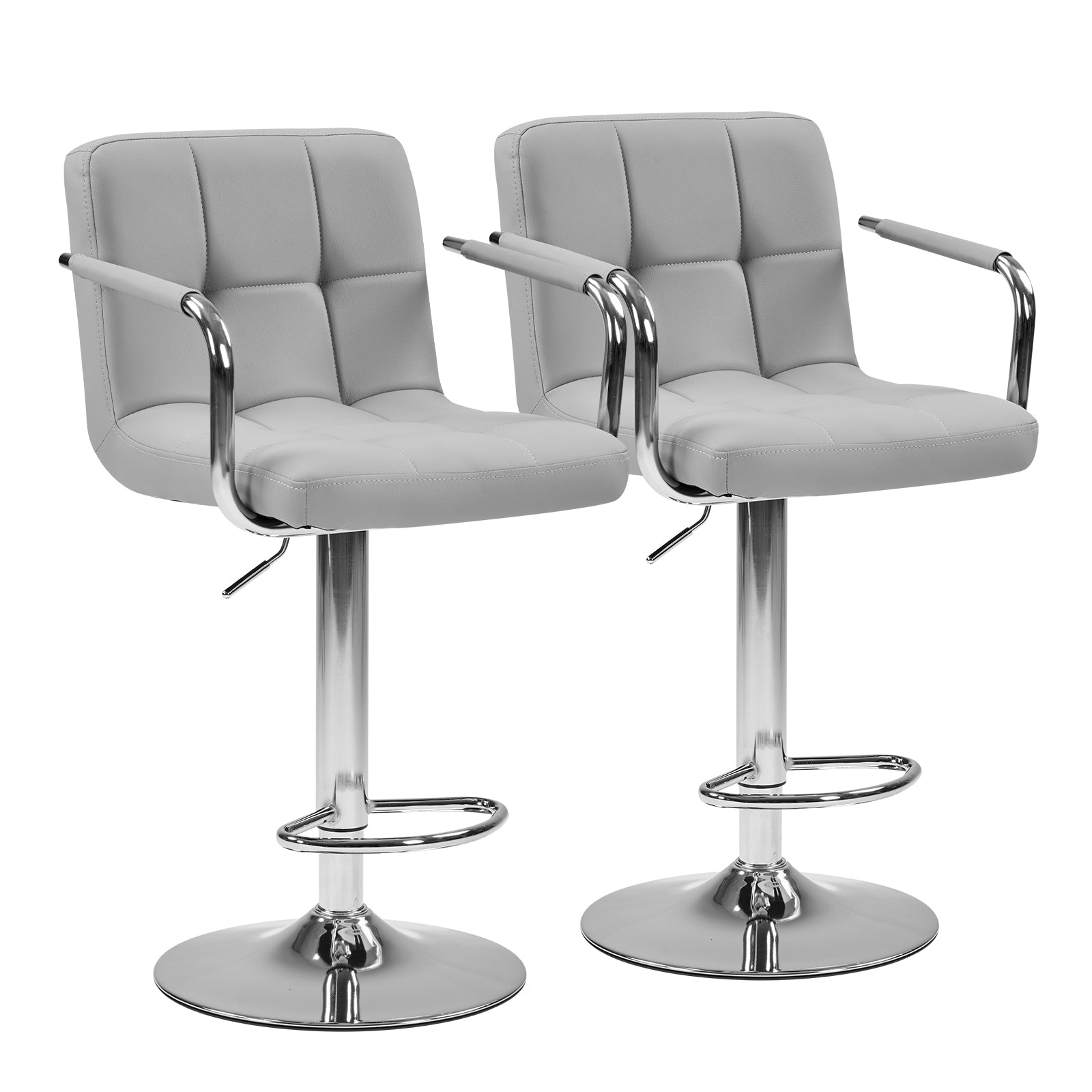 2-piece Bar Chairs, Adjustable Rotating Bar Chairs, Equipped With Padded Armrests And Backrests, Made Of Waterproof Polyurethane Leather Material