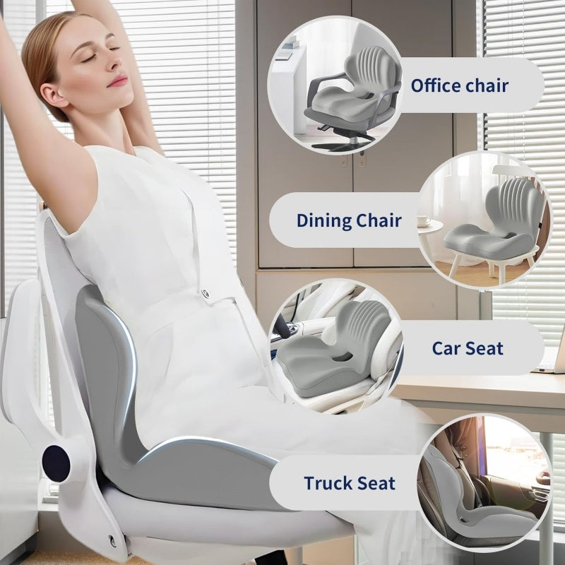 PinkMemory Foam Integrated Seat Cushion With Back Support Sitting Pillow