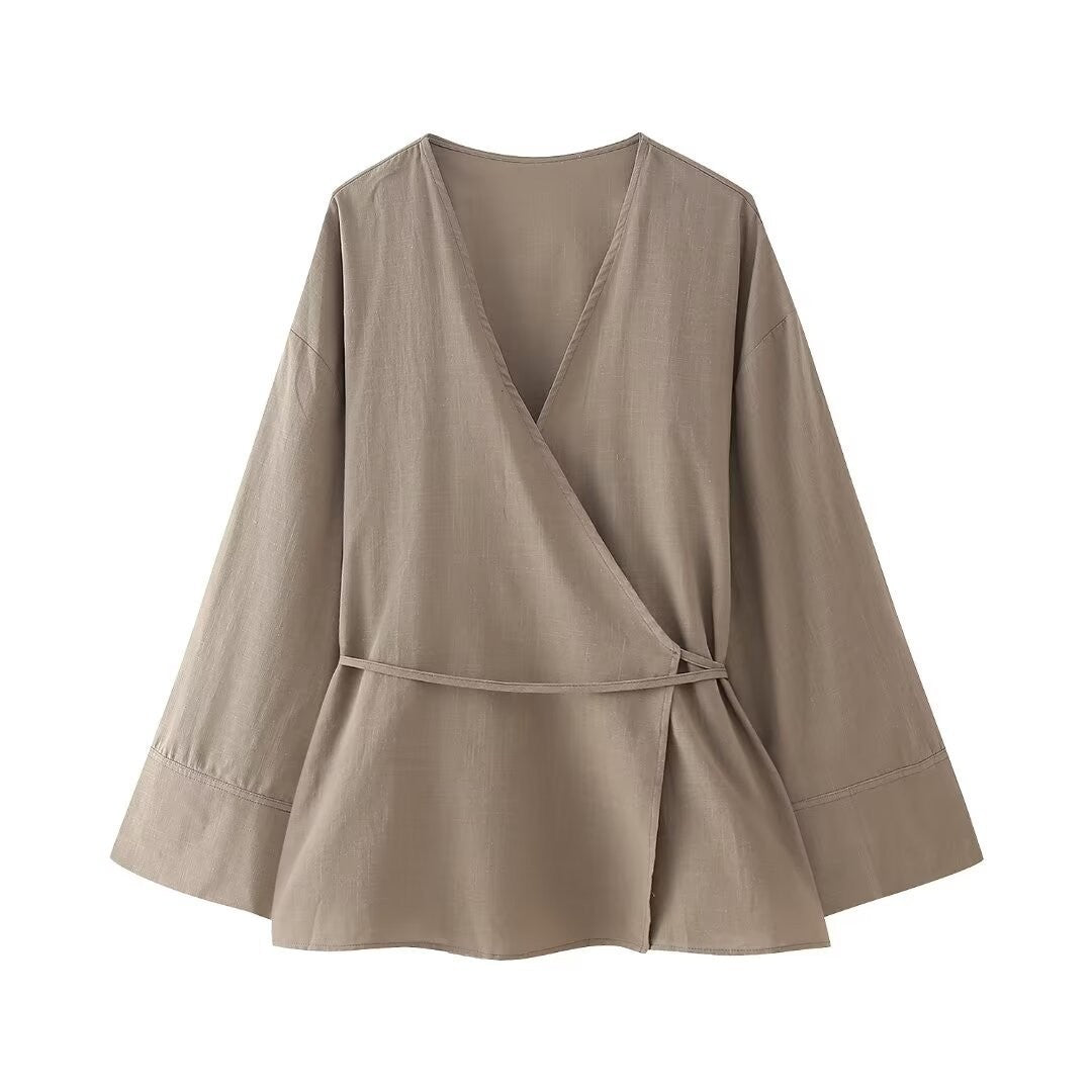 European And American Style Double Breasted Kimono Outerwear Casual Pants