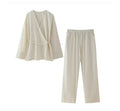 European And American Style Double Breasted Kimono Outerwear Casual Pants
