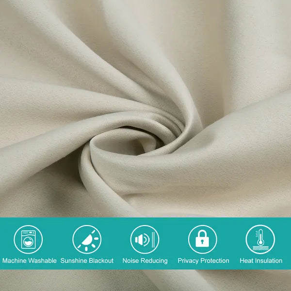 Polyester Grommets Thermal Insulated With Coated Lining 52 In. W X 84 In. L Indoor Blackout Curtains Set Of 2