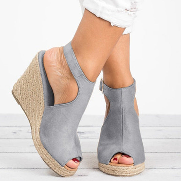 Women's Wedge High Heel Fish Mouth Roman Sandals