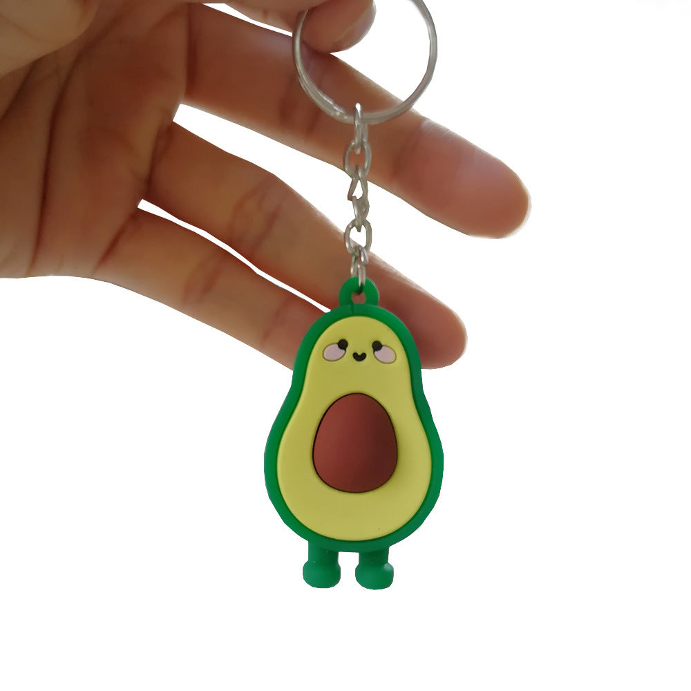 Simulation 3D Avocado Keychain Soft Rubber Doll Pendant