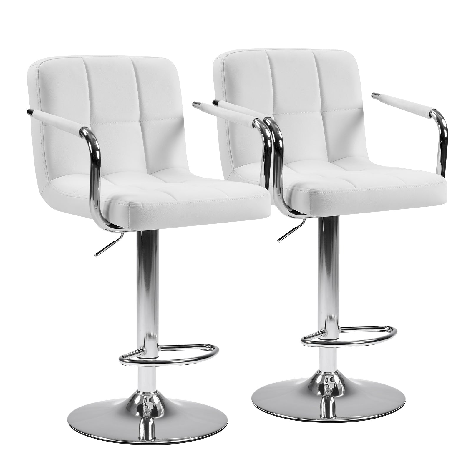 2-piece Bar Chairs, Adjustable Rotating Bar Chairs, Equipped With Padded Armrests And Backrests, Made Of Waterproof Polyurethane Leather Material