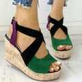 Fish Mouth European And American Style Sleeve High Heel Wedge Sandals