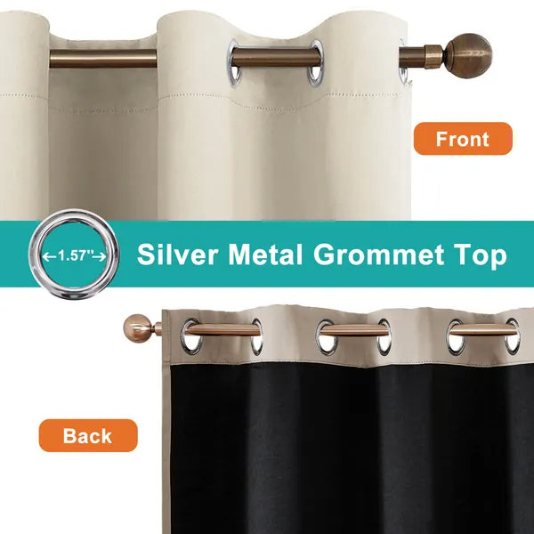 Polyester Grommets Thermal Insulated With Coated Lining 52 In. W X 84 In. L Indoor Blackout Curtains Set Of 2