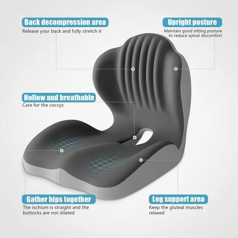 PinkMemory Foam Integrated Seat Cushion With Back Support Sitting Pillow