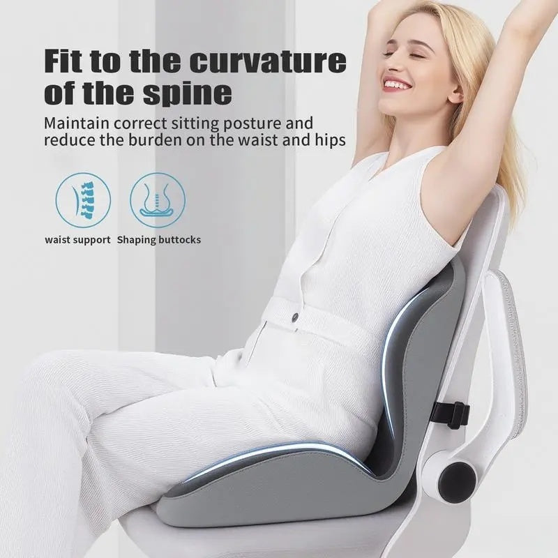 PinkMemory Foam Integrated Seat Cushion With Back Support Sitting Pillow
