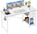 47-inch Computer Desk With Drawers, Featuring X-shaped Reinforcement Structure, Modern Wooden Study-work Desk  With Side Hooks