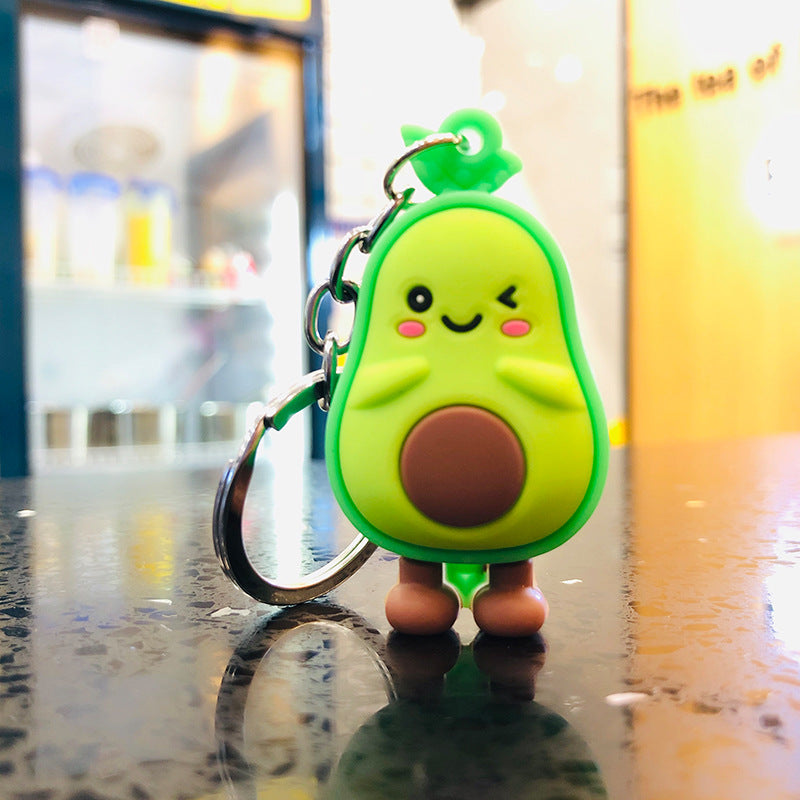 Simulation 3D Avocado Keychain Soft Rubber Doll Pendant