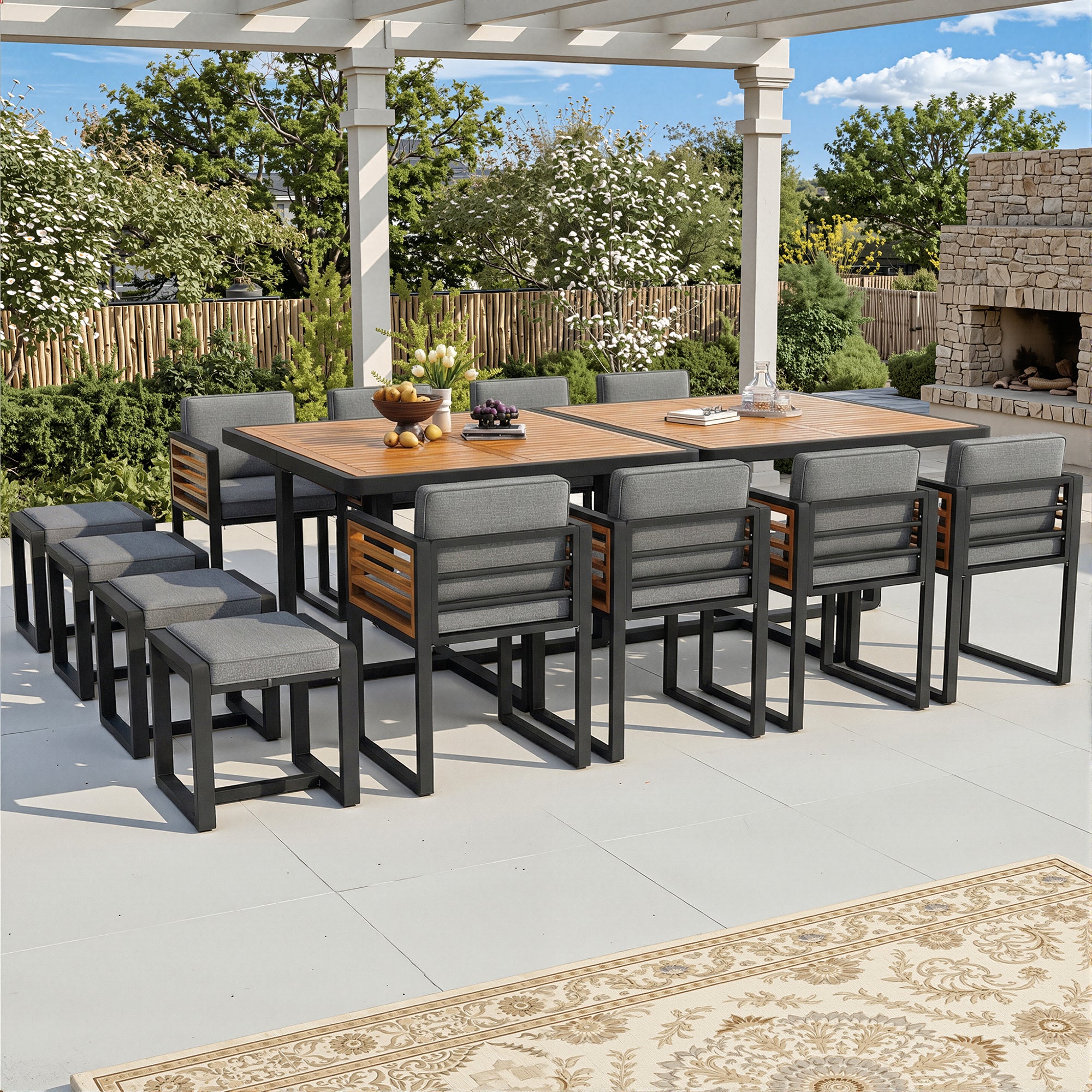 Garden Furniture Set, Garden Lounge Seating Group With 12 Chairs And Table, Patio Furniture Balcony Furniture Set For 12 People, Garden Furniture Set Dining Set, Garden Sofa Set, Solid Wood