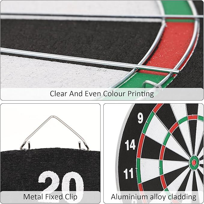 FULL SIZE 17 DARTBOARD SET 6 DARTS FAMILY DART GAME BOARD ADULTS KIDS XMAS